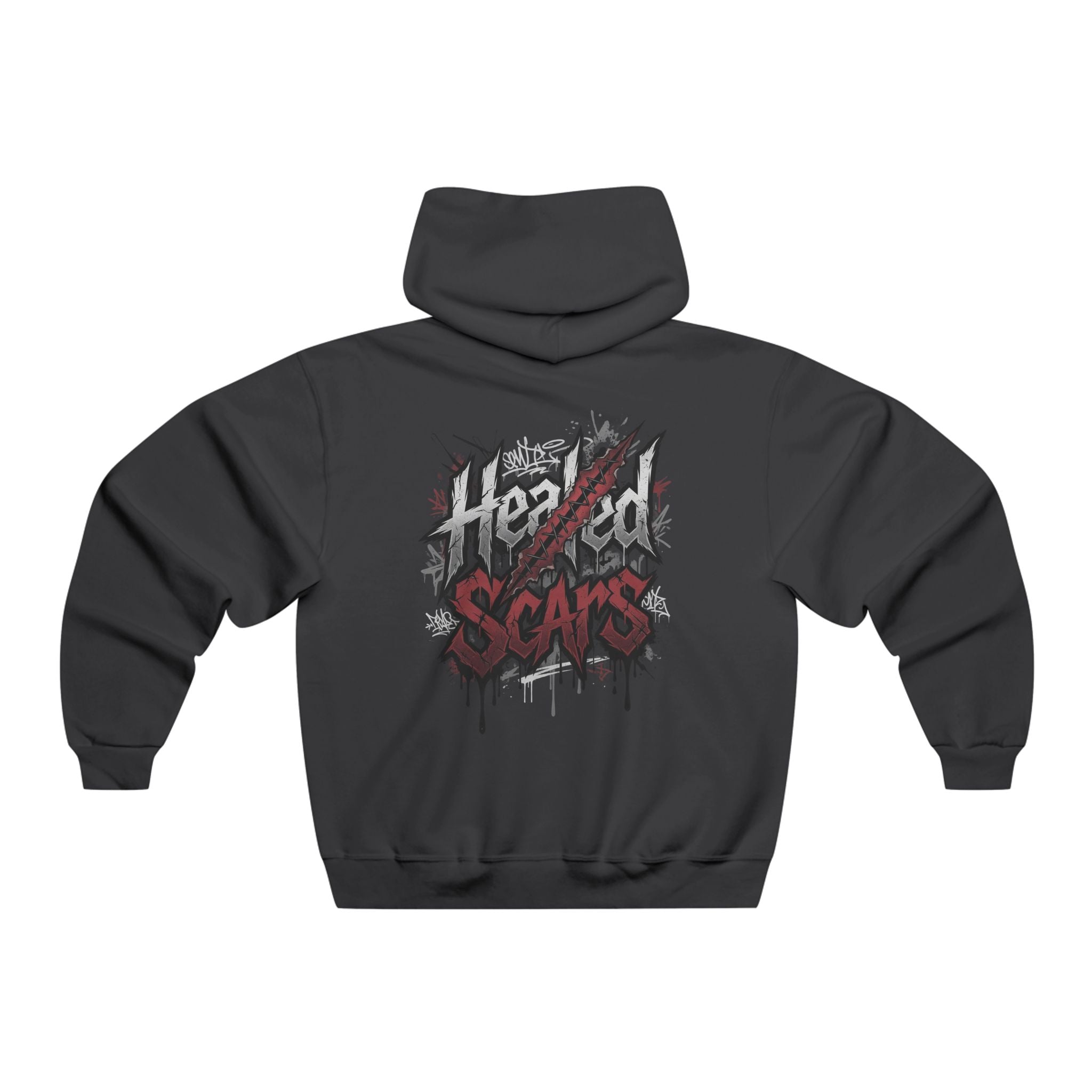 Jagged Scars Grunge Graphic Hooded Sweatshirt