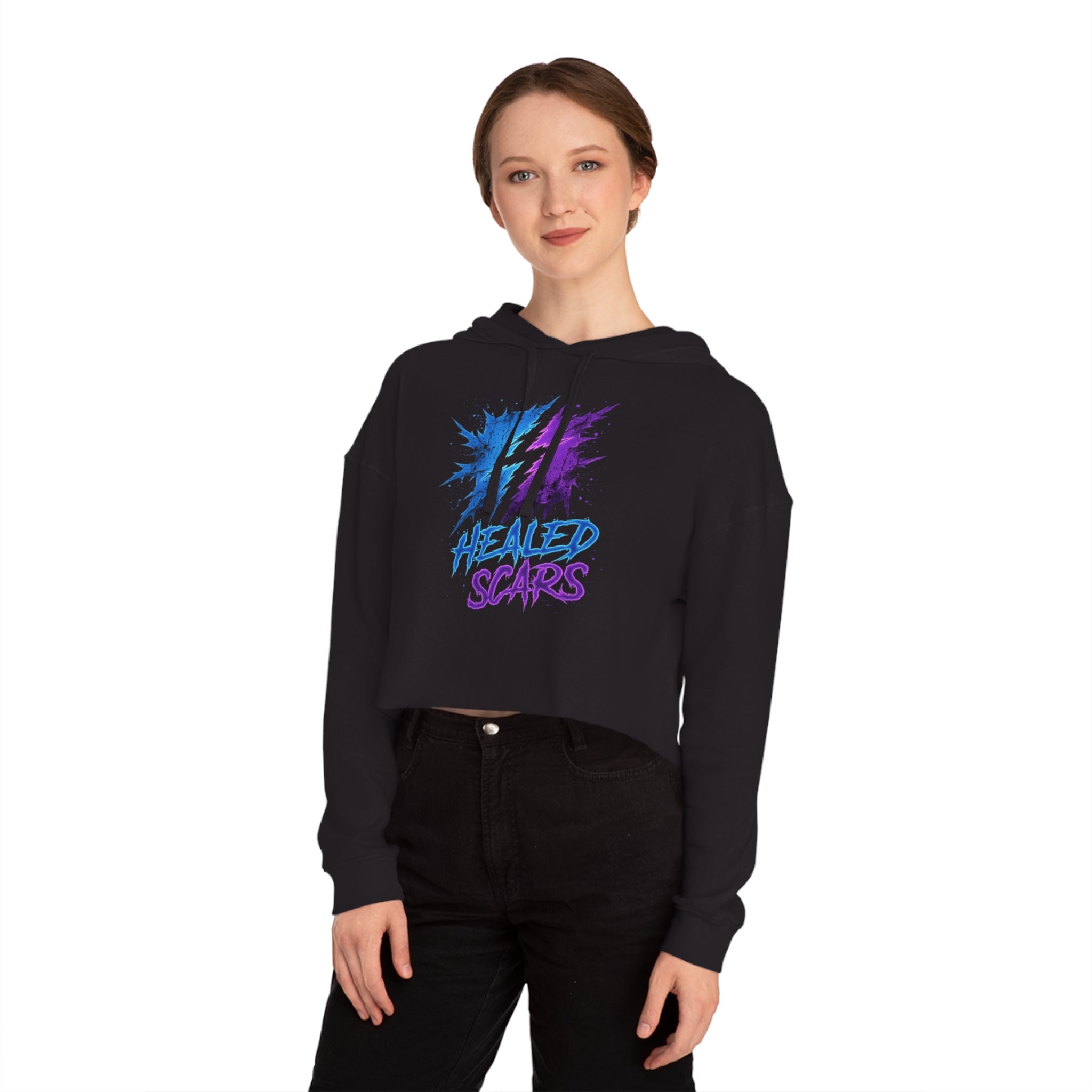 Cropped Hoodie — 'Healed Scars' Lightning Graphic Crop Top