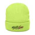 Embroidered 'Healed Scars' Ribbed Knit Beanie