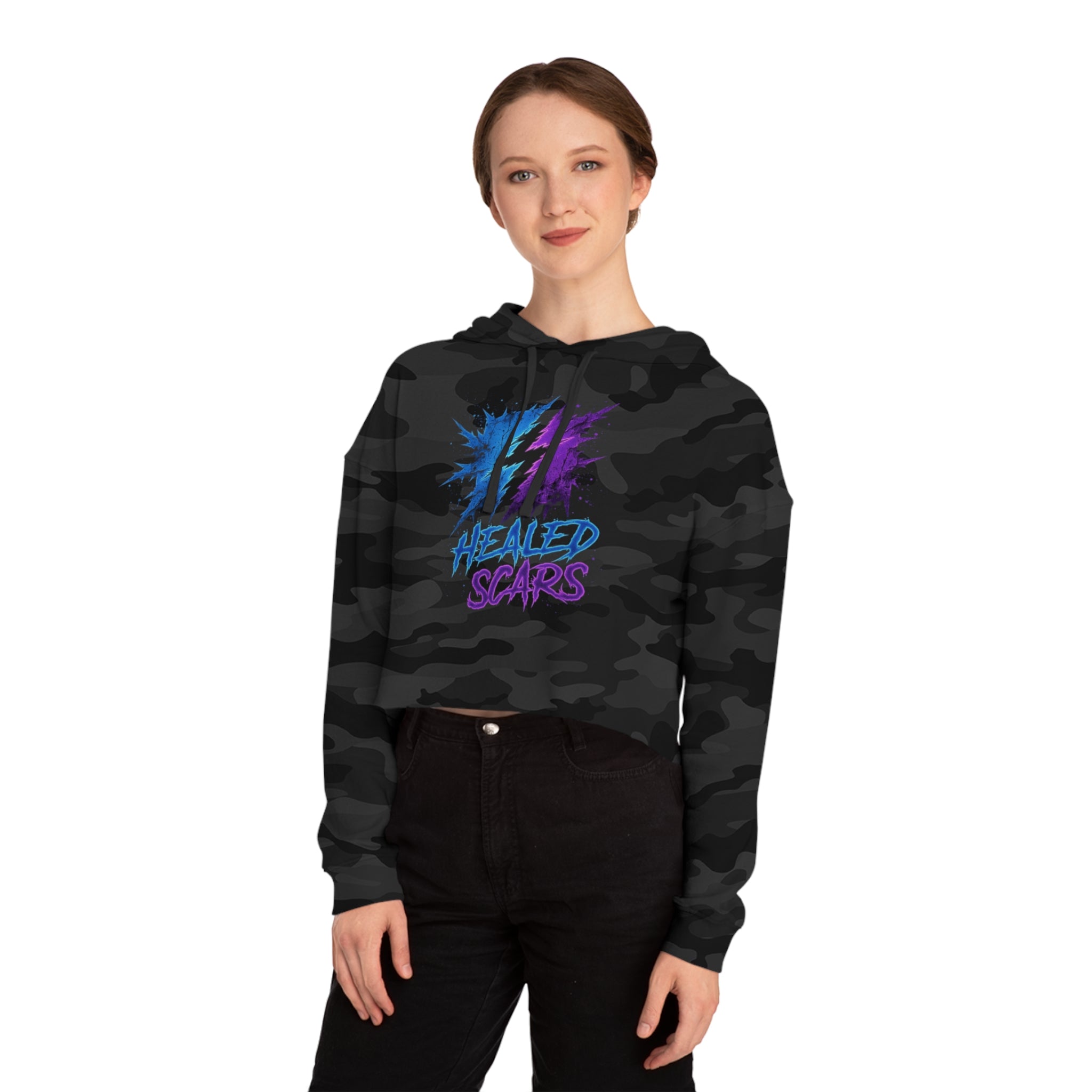 Cropped Hoodie — 'Healed Scars' Lightning Graphic Crop Top