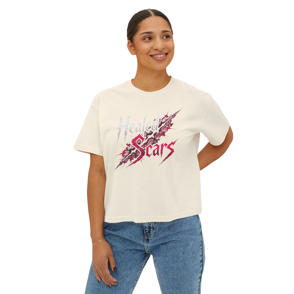 Healed Scars Graphic Tee — Women's Boxy Cropped T-Shirt